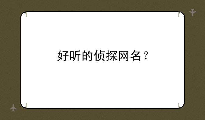 好听的侦探网名？