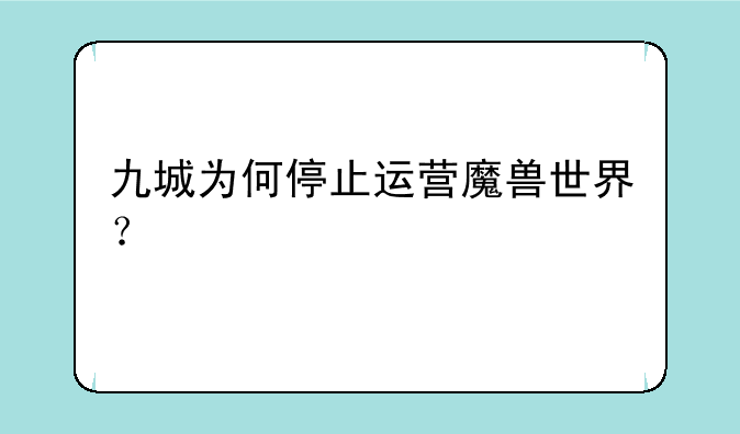 九城为何停止运营魔兽世界？