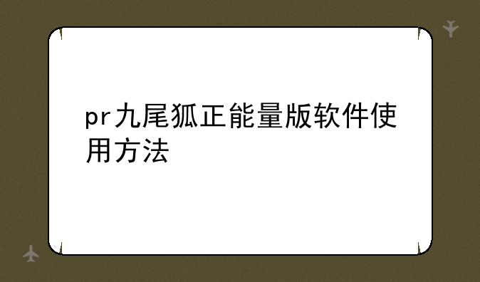 pr九尾狐正能量版软件使用方法