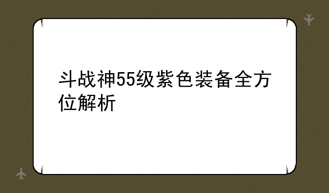 斗战神55级紫色装备全方位解析