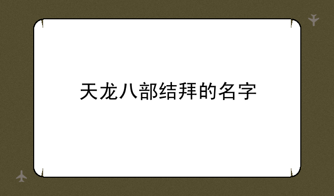 天龙八部结拜的名字