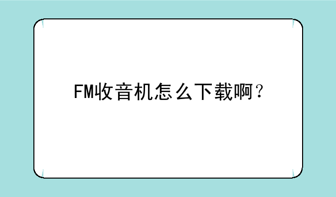 FM收音机怎么下载啊？
