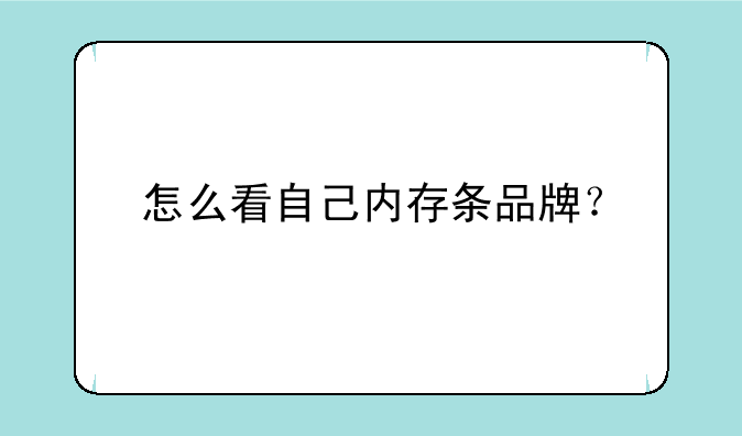 怎么看自己内存条品牌？