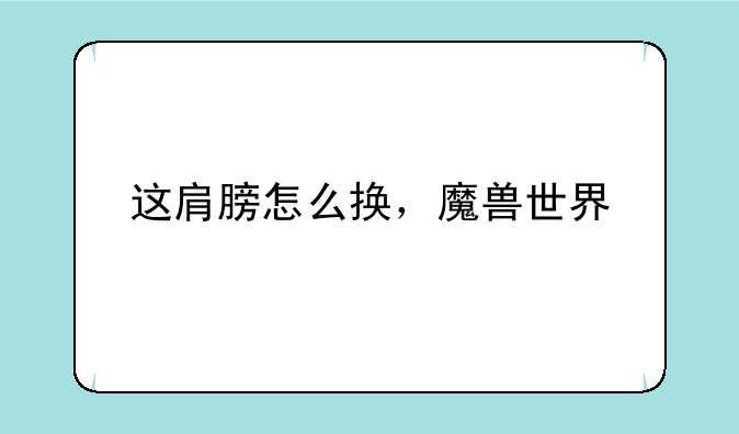 这肩膀怎么换，魔兽世界