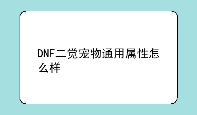 DNF二觉宠物通用属性怎么样