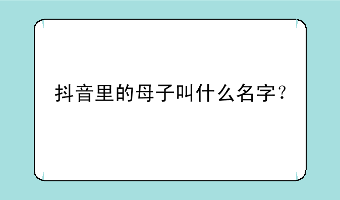 抖音里的母子叫什么名字？