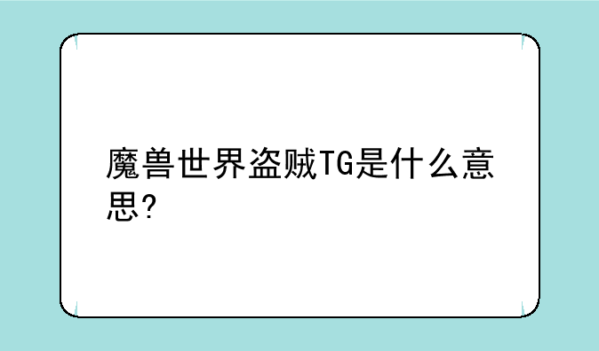 魔兽世界盗贼TG是什么意思?