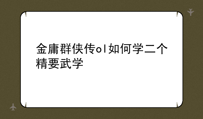 金庸群侠传ol如何学二个精要武学