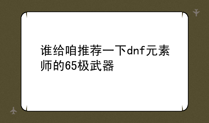 谁给咱推荐一下dnf元素师的65极武器