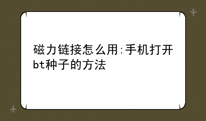 磁力链接怎么用:手机打开bt种子的方法