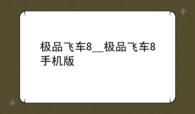 极品飞车8__极品飞车8手机版