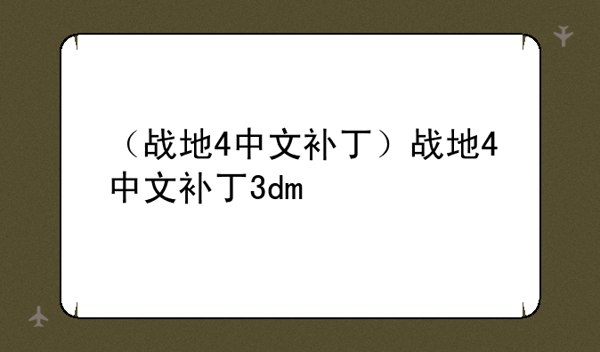 （战地4中文补丁）战地4中文补丁3dm