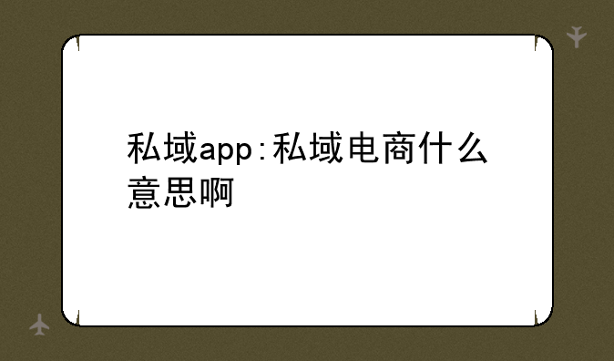 私域app:私域电商什么意思啊