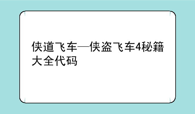 侠道飞车—侠盗飞车4秘籍大全代码