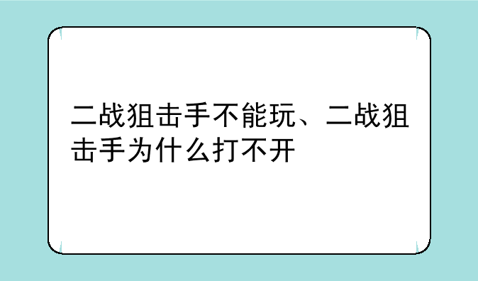 二战狙击手不能玩、二战狙击手为什么打不开