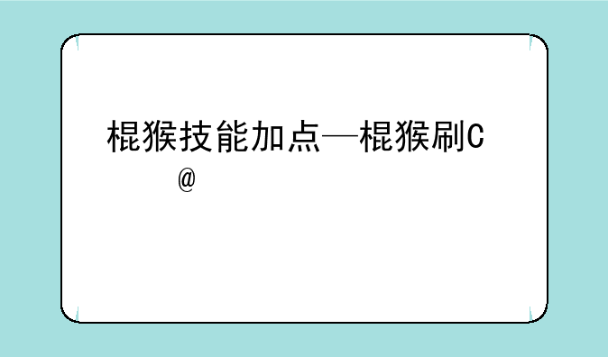 棍猴技能加点—棍猴刷图加点