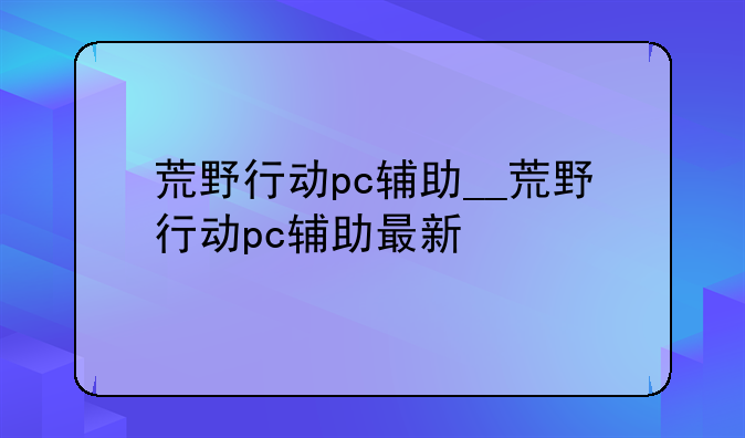 荒野行动pc辅助__荒野行动pc辅助最新