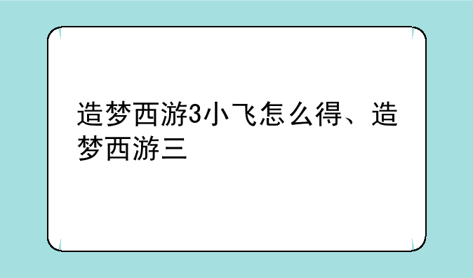 造梦西游3小飞怎么得、造梦西游三